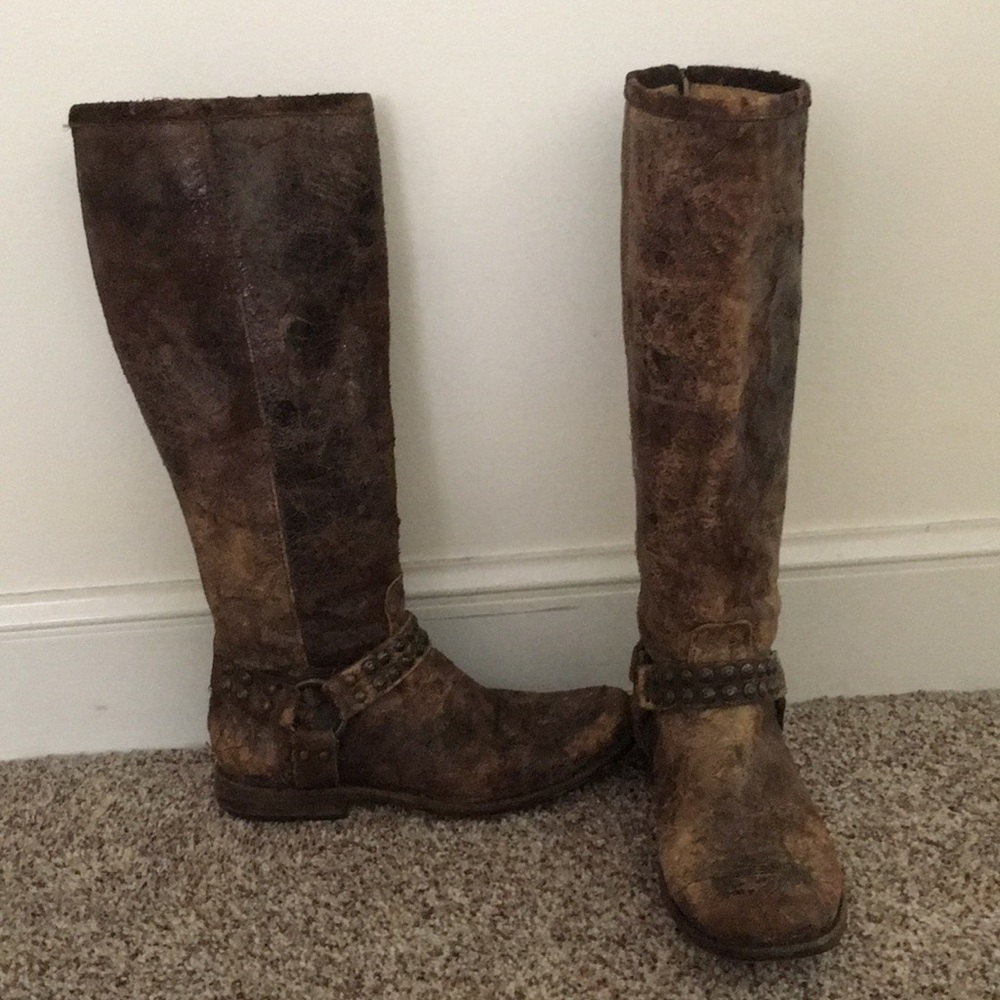 100% authentic Frye studded tall boots